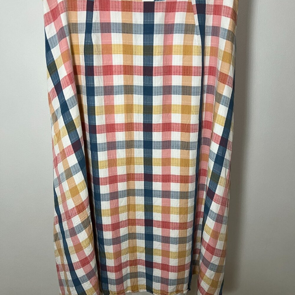 LOFT Plaid Midi Skirt Size 10 Multicolor Lightweight Summer Skirt